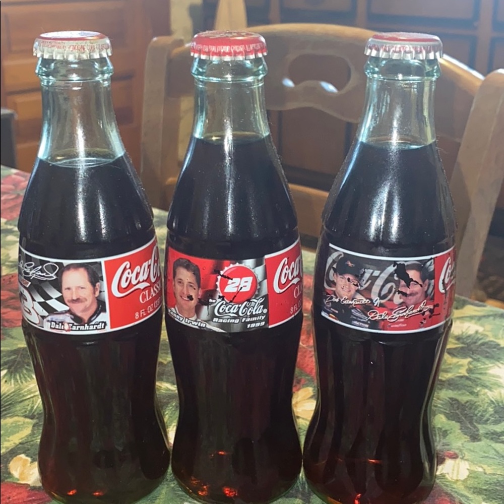 3 Coca Cola classic nascar sealed bottles 1998/99